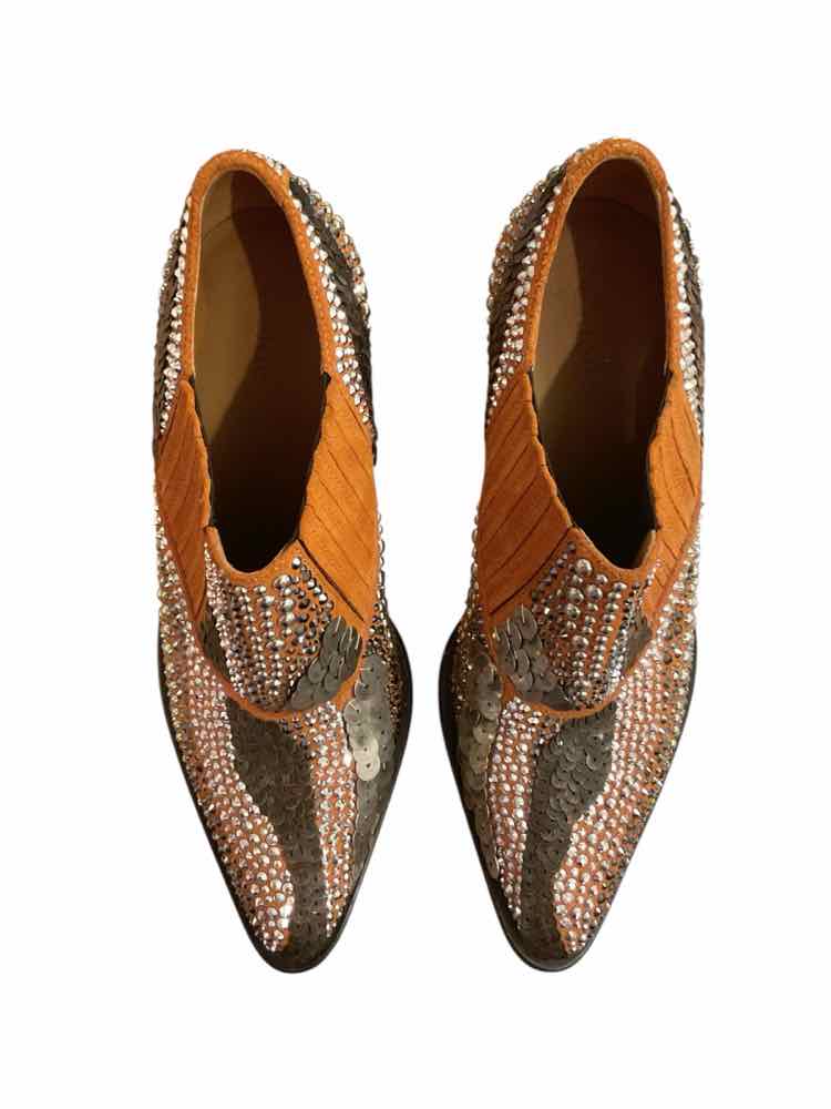 CHLOE Size 38 brown/silver/gold BOOTIES