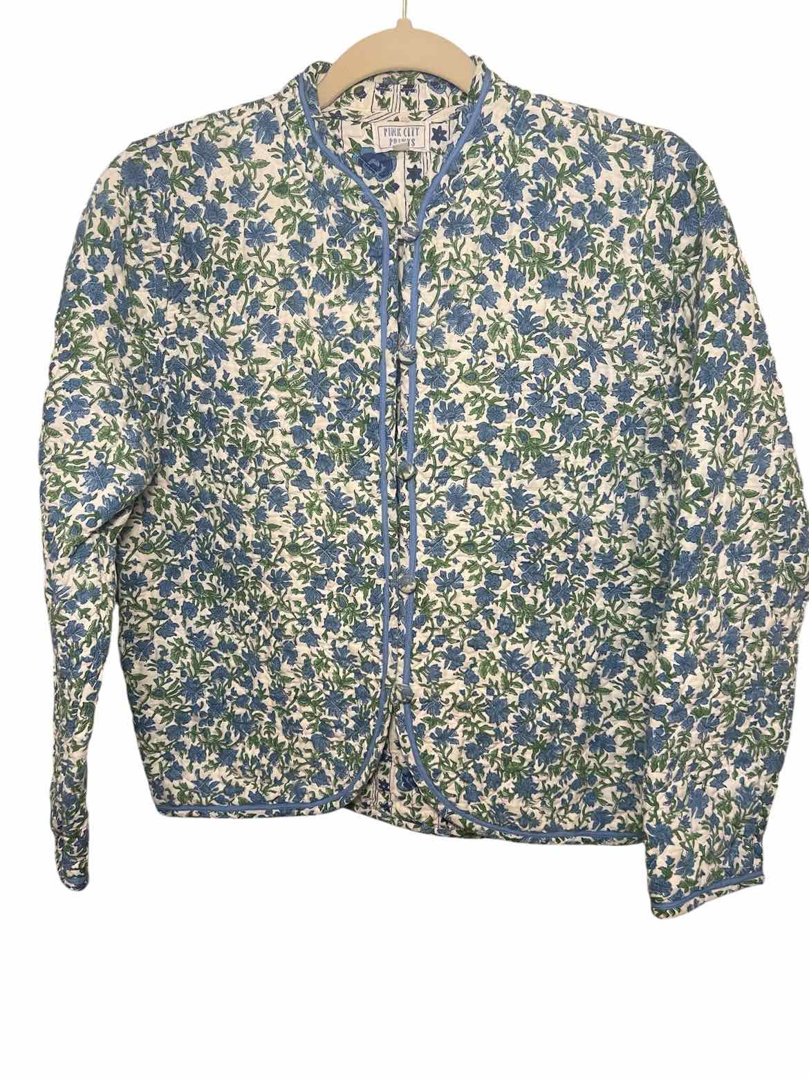 Pink City Prints Size Large wh/blu/grn Jacket