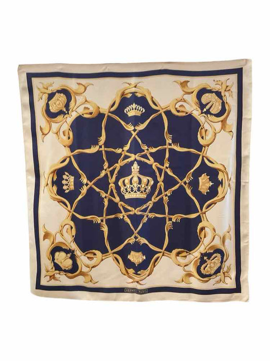 Hermes Size 90 cr/navy Scarf