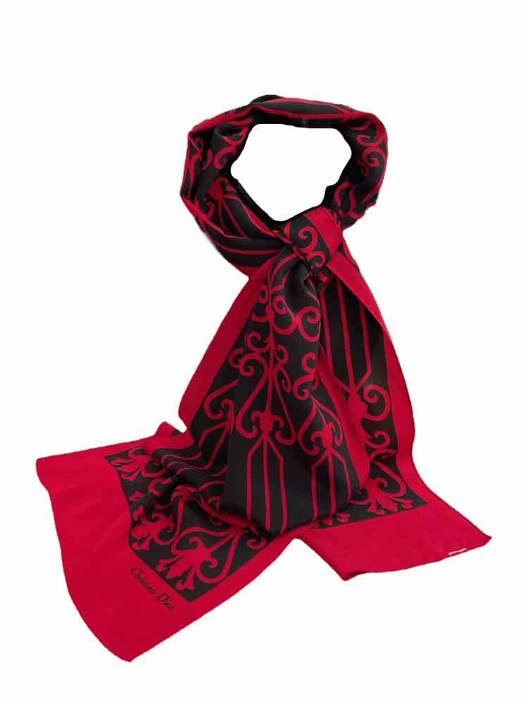 CHRISTIAN DIOR Size Long Red/blk Scarf