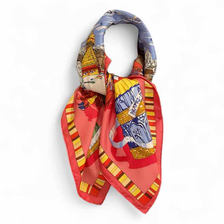 Hermes Size 90 bl/pk/red/wh Scarf