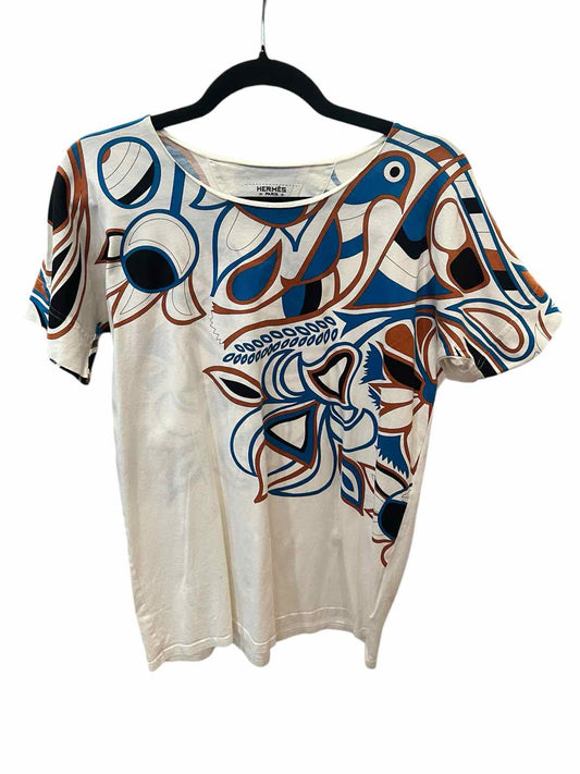 Hermes Size 36 cr/bl/pk/or Blouse