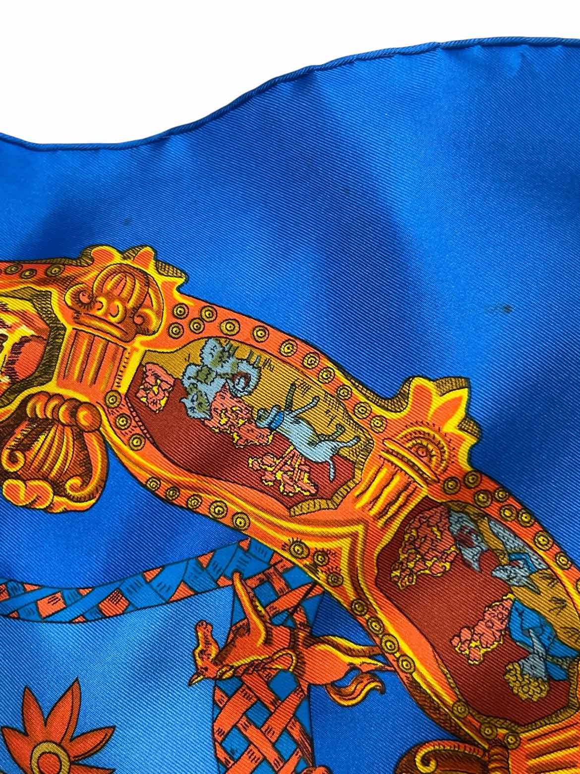 Hermes Size 90 blu/org/yel Scarf