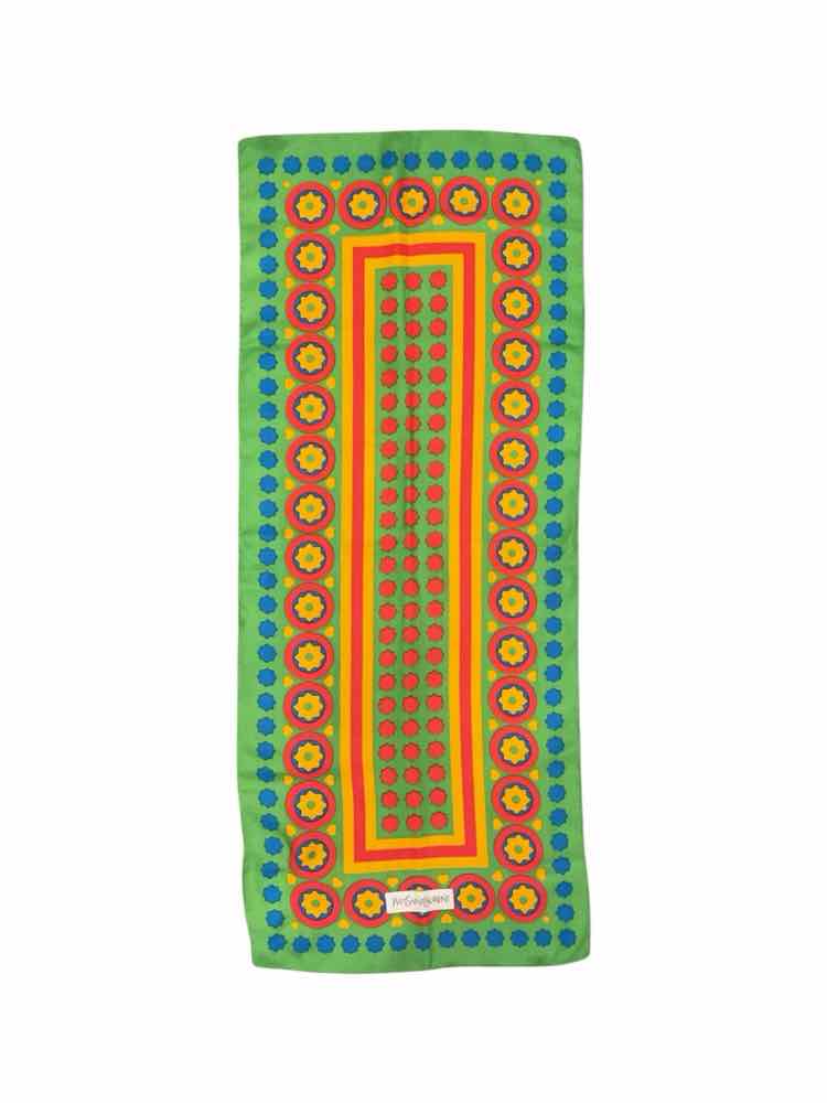 YSL Size Long green/red/or Scarf
