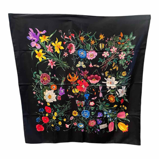 GUCCI Size 90 black floral Scarf