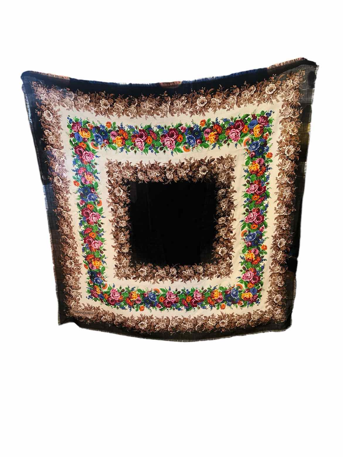 YSL Size Large BLK/MULTI Scarf
