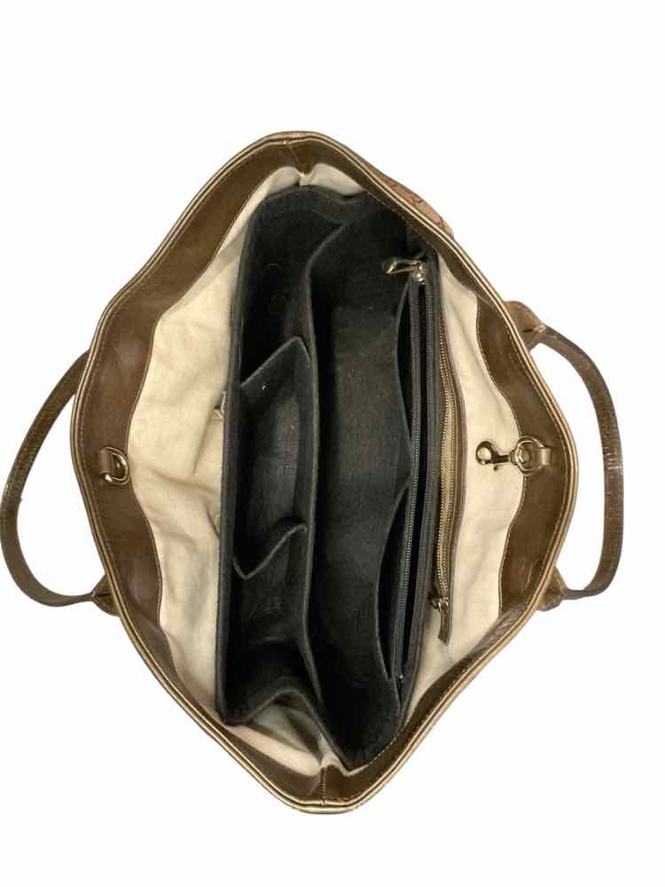 GUCCI Size Large brn/logo/bronze Heart Bit Tote Purse