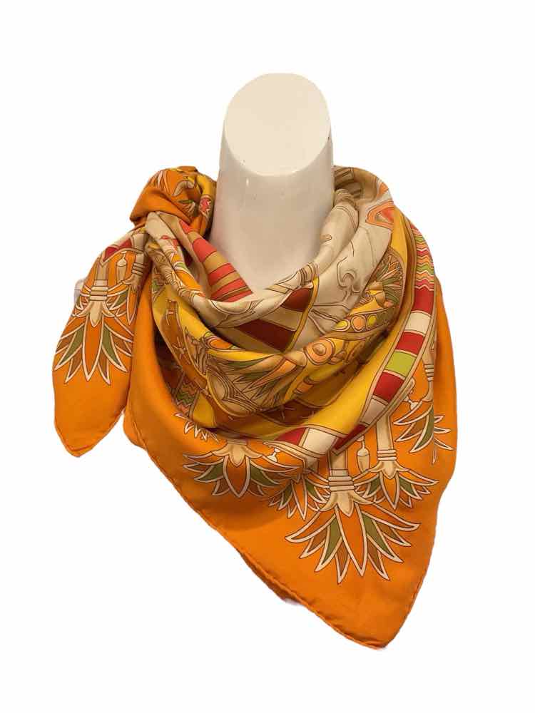 Hermes Size 90 orange/multi Scarf