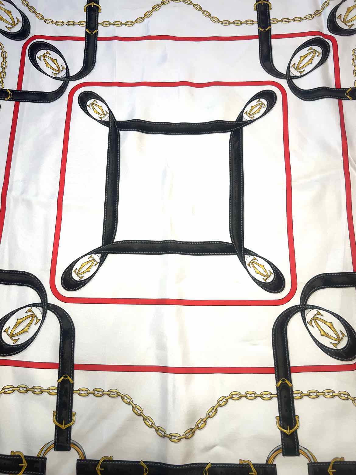 Cartier Size 90 Red/Wh/Blk/Gold Must de Cartier Collection Scarf