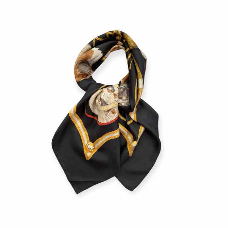 Hermes Size 90 BLK/GLD/RED Scarf