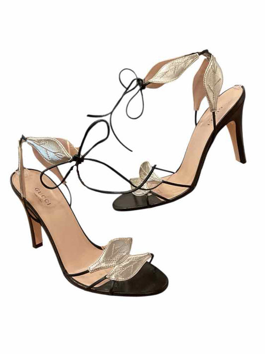 GUCCI Size 38.5 blk/gold Shoes