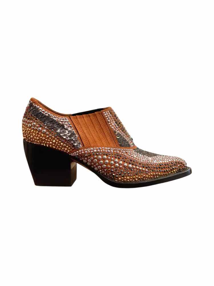 CHLOE Size 38 brown/silver/gold BOOTIES