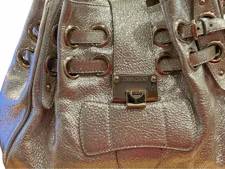 JIMMY CHOO Size Medium Metallic Silver Purse