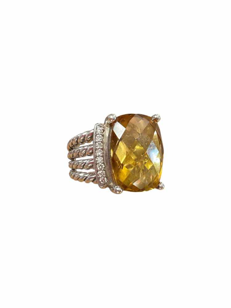 David Yurman Size 6 ss/diammond/citrine Ring