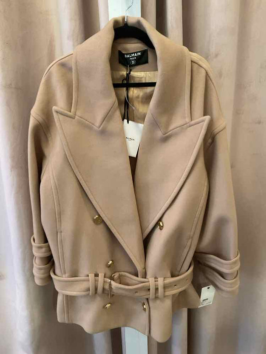 Balmain Size 44 Camel Coat