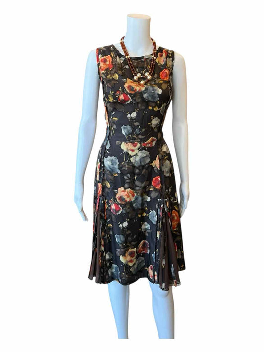 Oscar de la Renta Size 14 BLK/FLORAL Dress