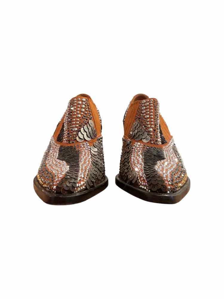 CHLOE Size 38 brown/silver/gold BOOTIES