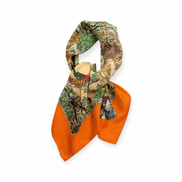 Hermes Size 90 Orange multi Scarf