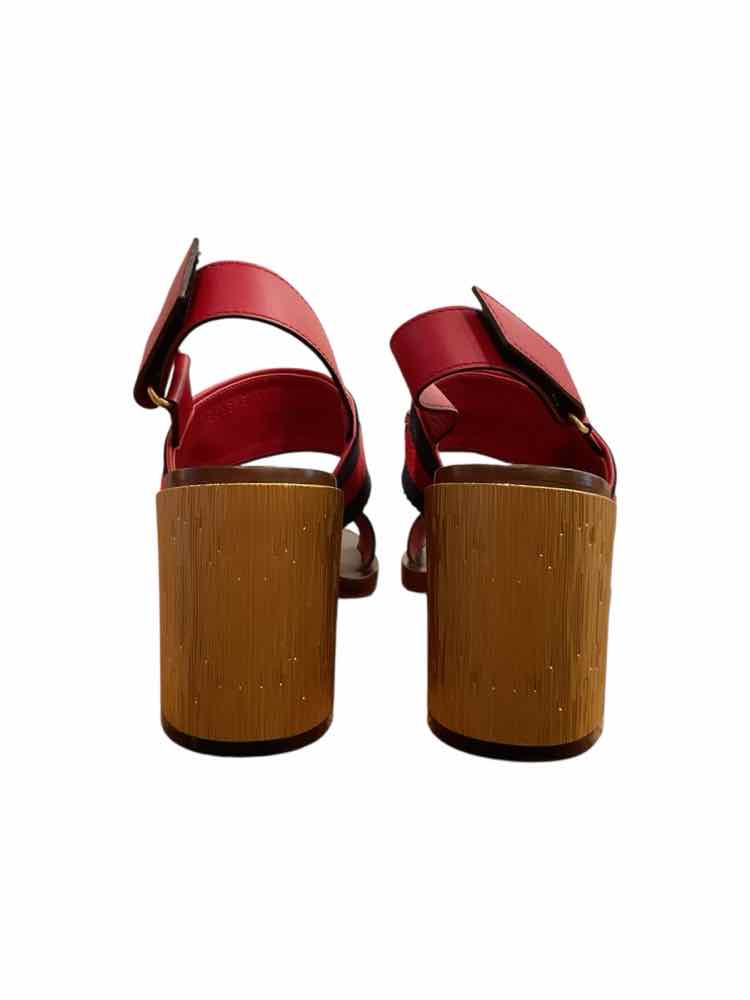 GUCCI Size 38.5 red/navy/gold Shoes