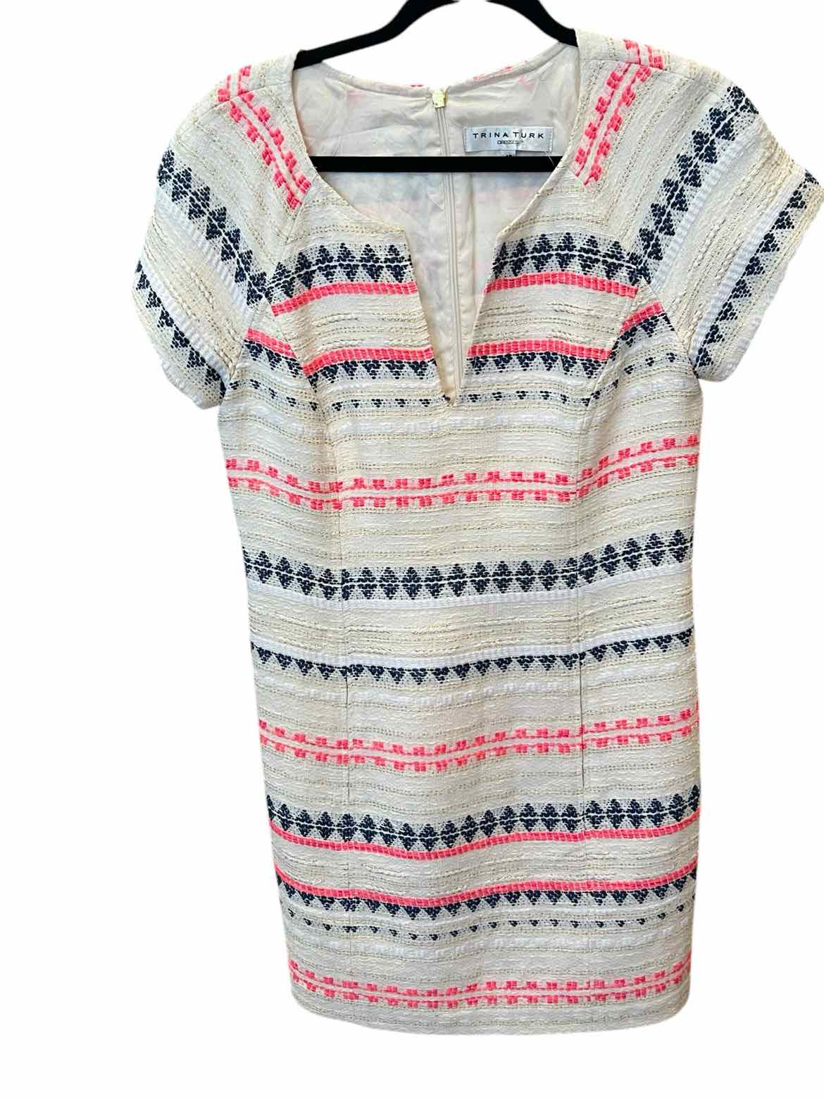 TRINA TURK Size 10 cream/pink/blue Dress