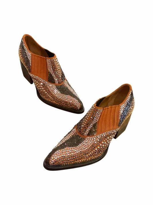 CHLOE Size 38 brown/silver/gold BOOTIES