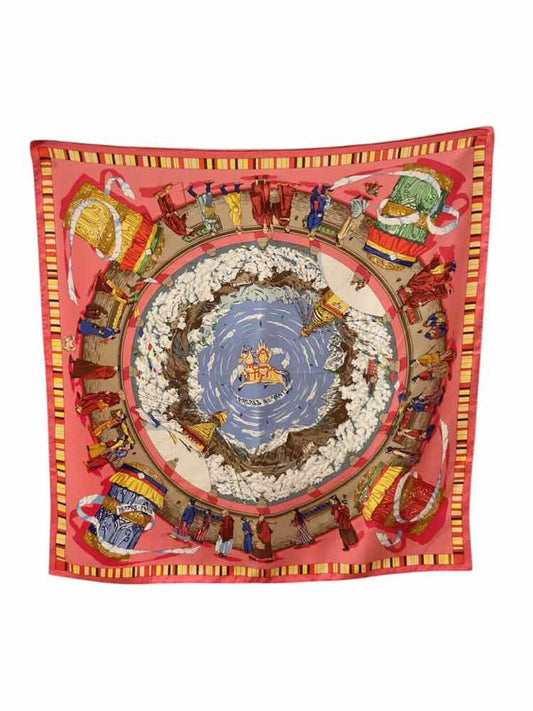 Hermes Size 90 bl/pk/red/wh Scarf