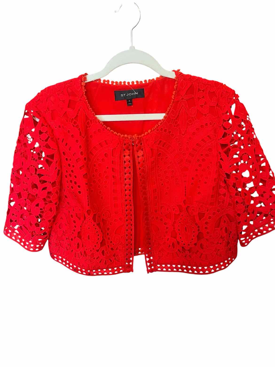 ST JOHN Size 12 Red BLAZER