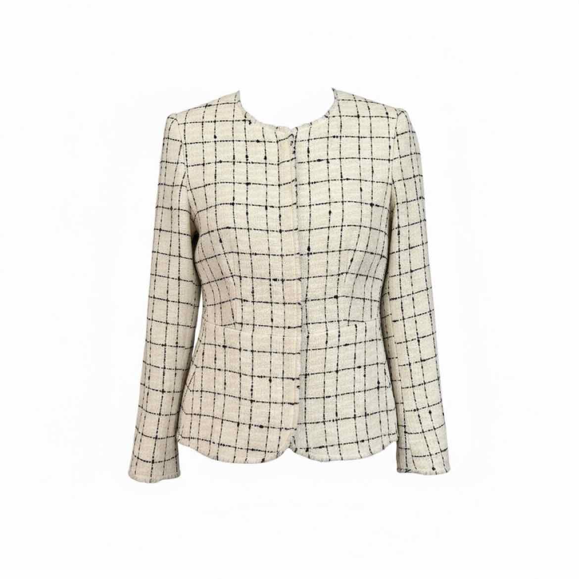 REBECCA TAYLOR Size 4 cream/black BLAZER