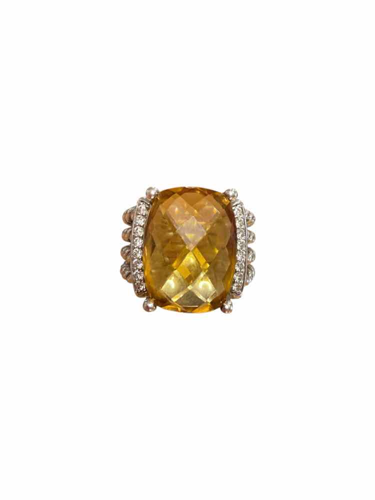 David Yurman Size 6 ss/diammond/citrine Ring