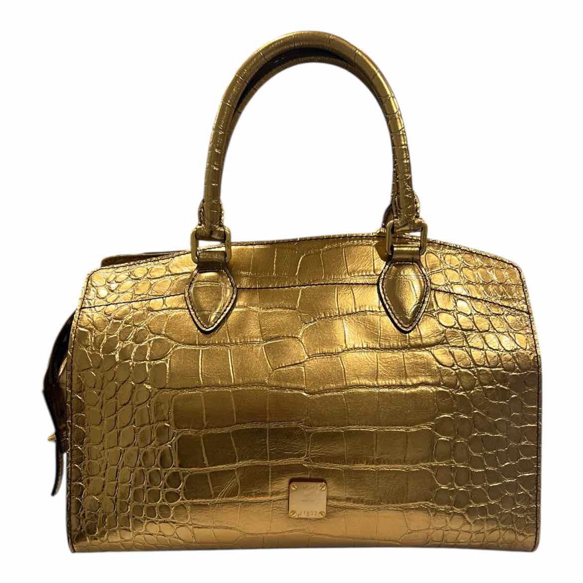 MCM ゴールド ボストンバッグ MCM Size Large metallic gold Purse – Encore Consignment Boutique