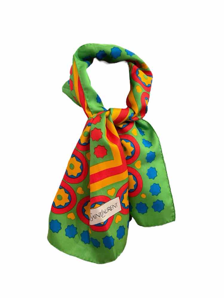 YSL Size Long green/red/or Scarf