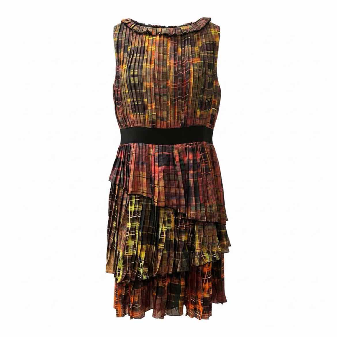 Oscar de la Renta Size 4 blk/red/grn/yel Dress