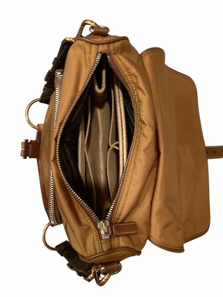Prada Size Small Camel/Brown Tessuto Nylon Shoulder Bag Purse