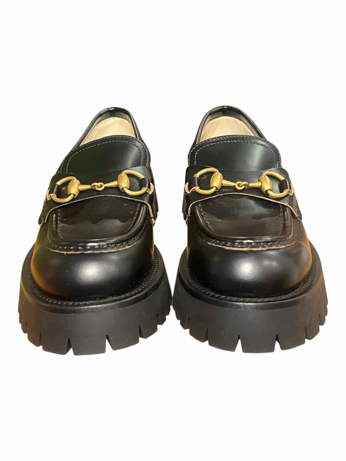 GUCCI Size 36.5 black/gold hardware Shoes