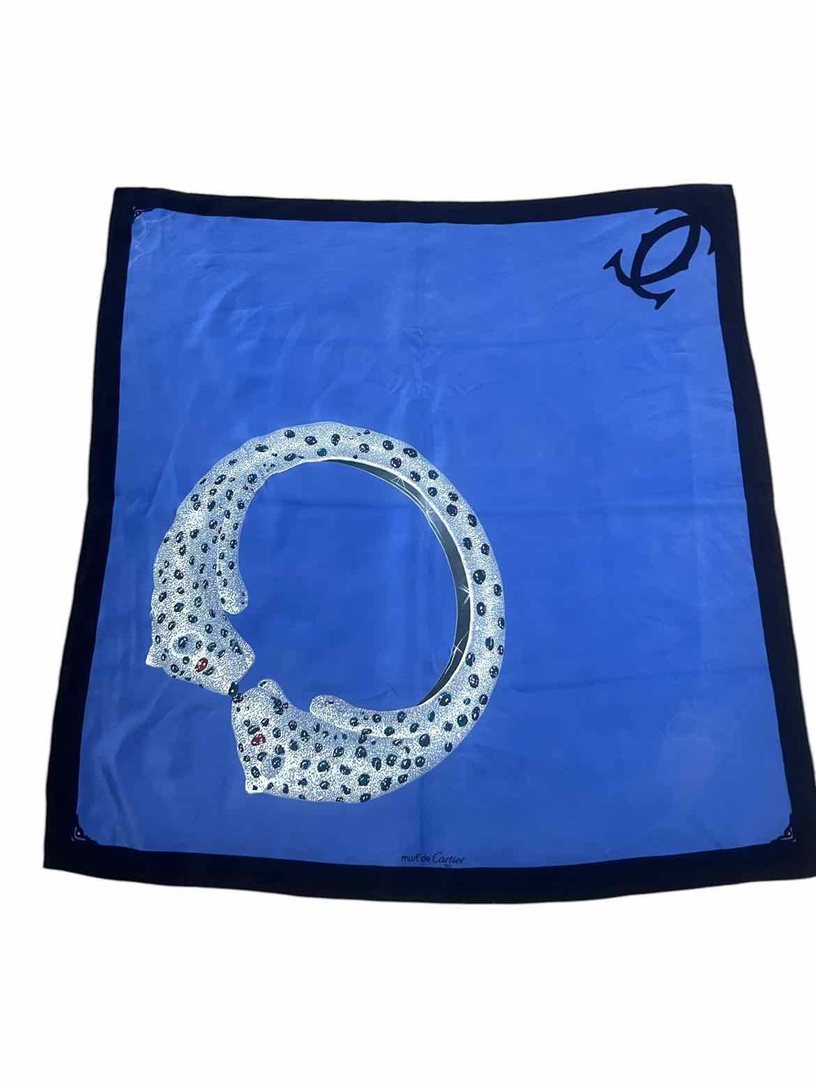 Cartier Size 90 Blue/Black/Silver Panthere Scarf