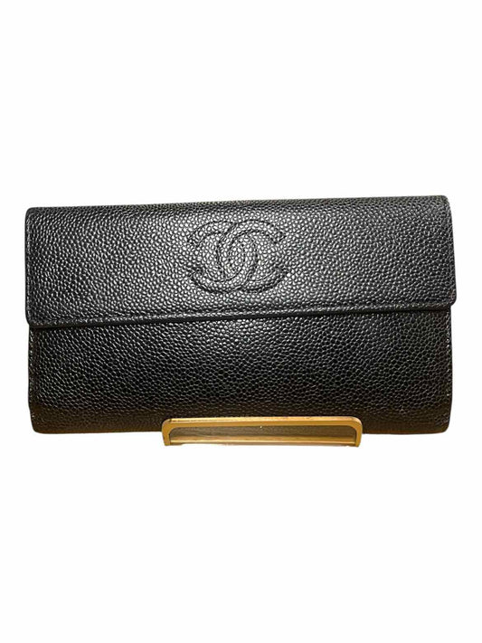 Chanel Size Long Black Timeless CC Flap Wallet