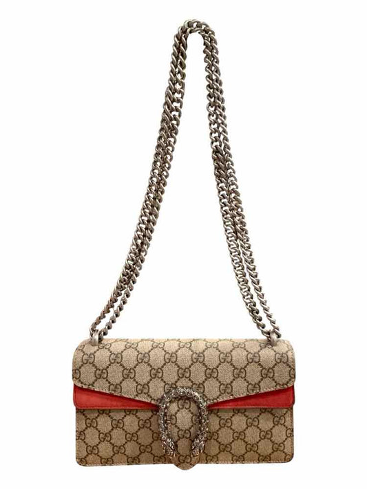 GUCCI Size Small brn/red/silver hardware Purse
