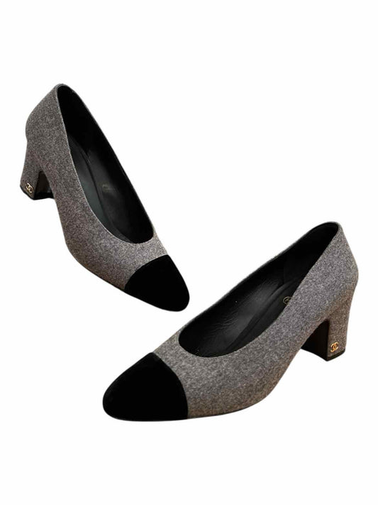 Chanel Size 38.5 GREY/BLK Shoes