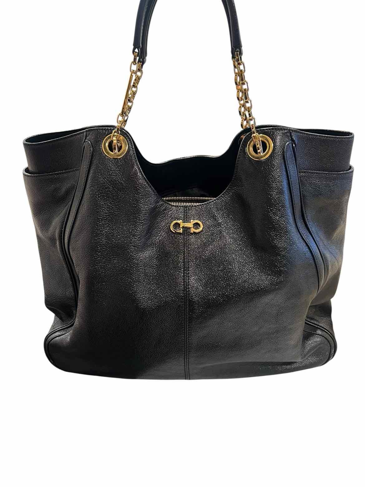 Ferragamo Size Small black/gold hardware Purse