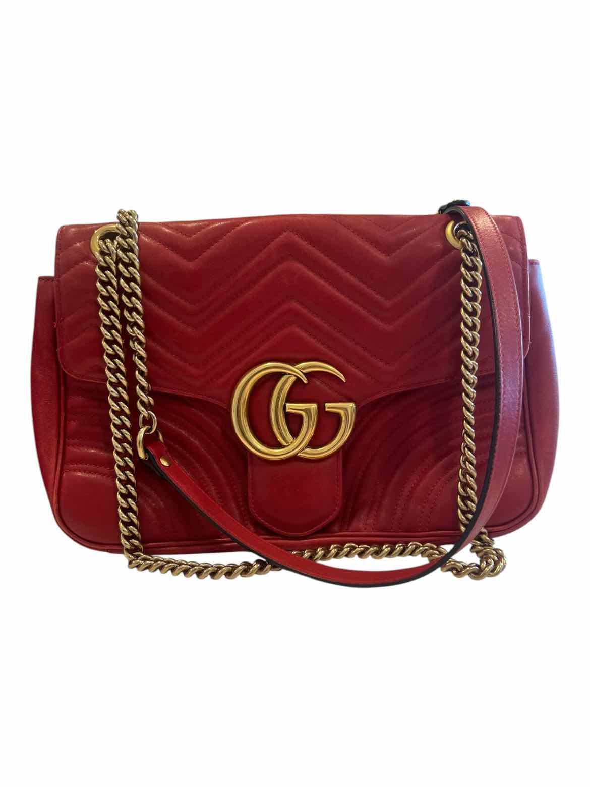 GUCCI Size Medium red/gold hardware Purse
