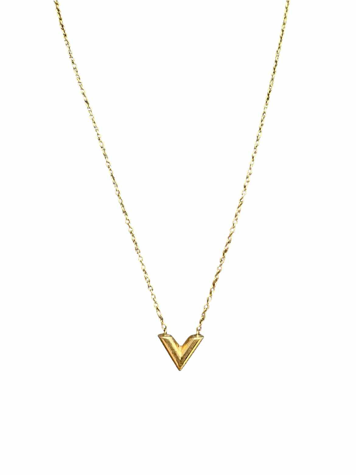 Louis Vuitton gold tone Essential V Necklace Necklace