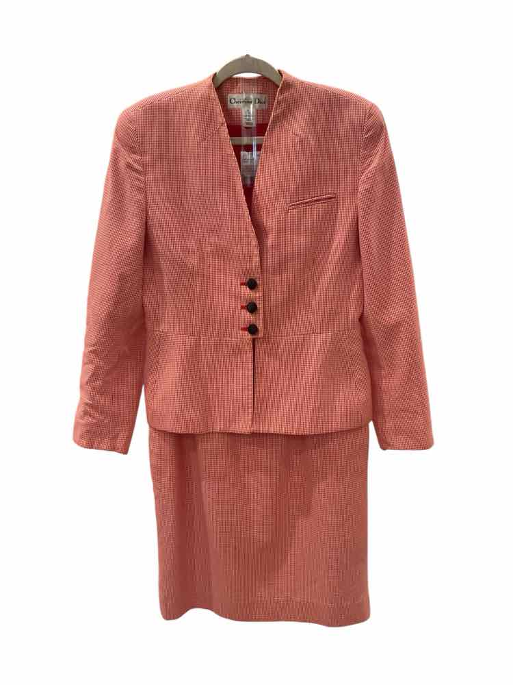 CHRISTIAN DIOR Size 8 red/white suit