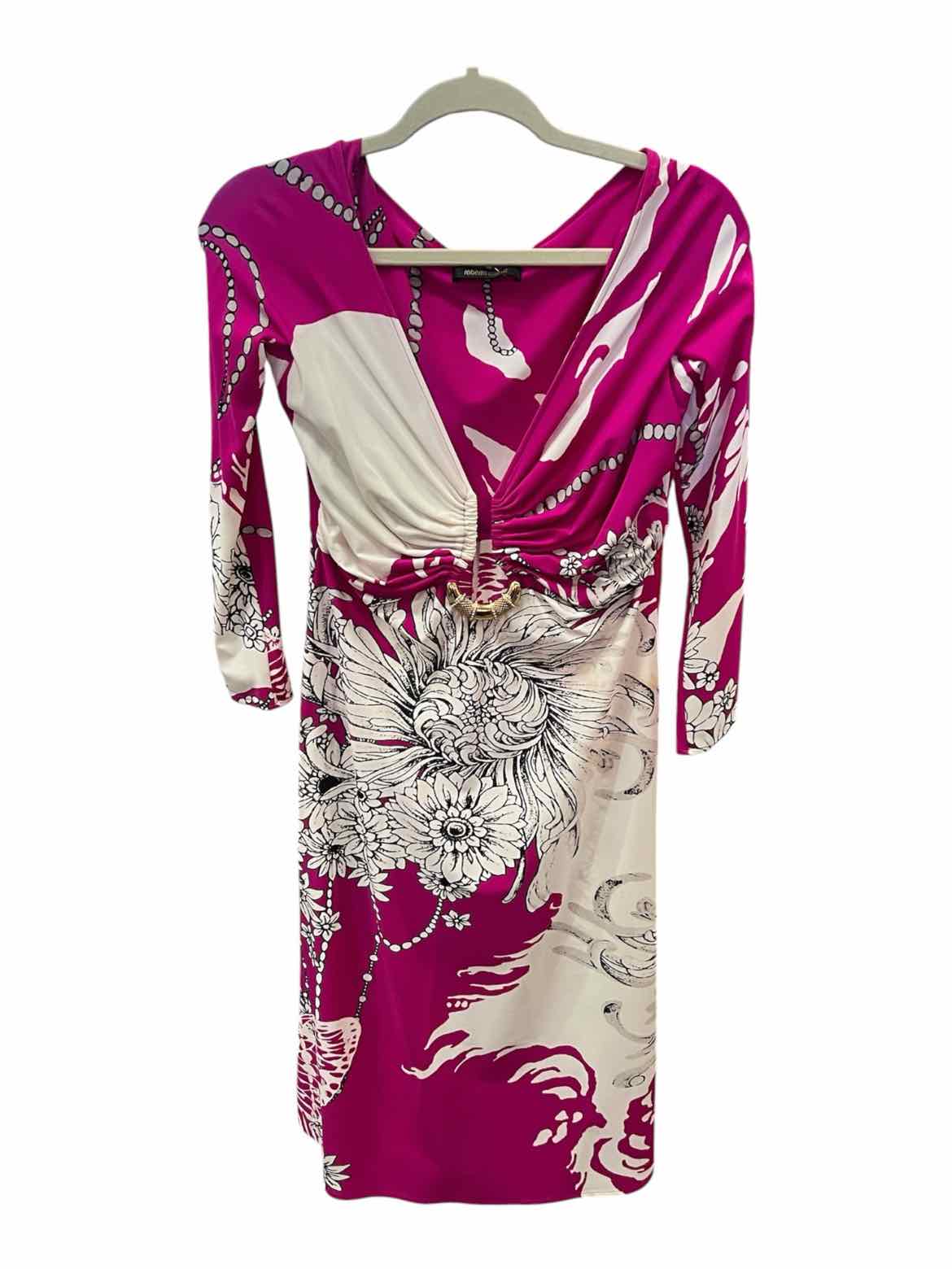 ROBERTO CAVALLI Size 44 purp/wh/blk Dress