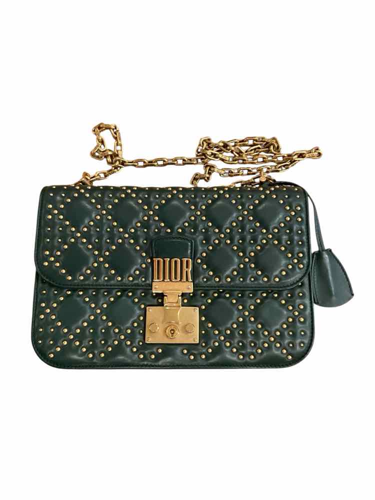 Dior Dark Green/Gold Hardware Dioraddict Flap Bag Purse