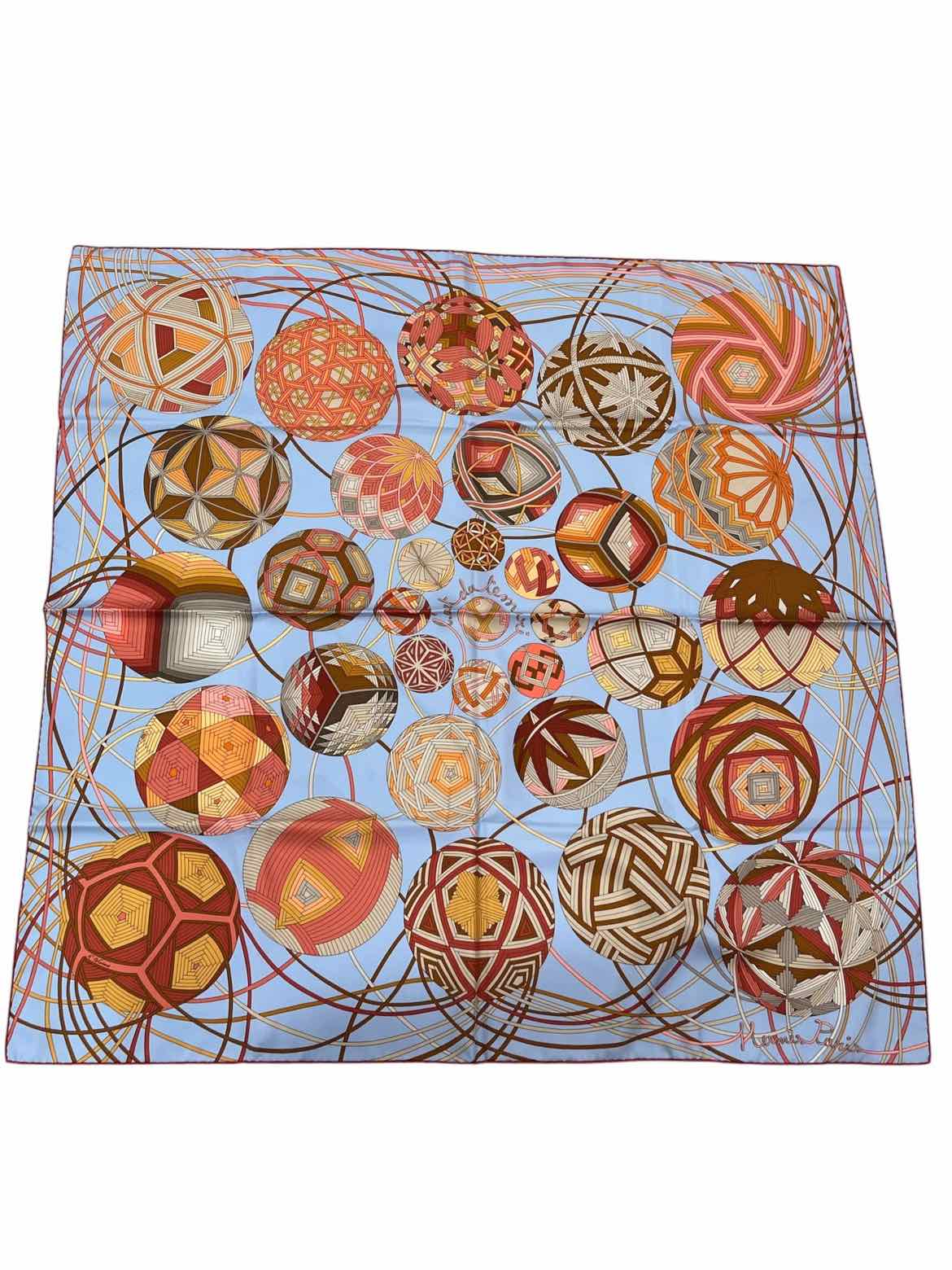 Hermes Size 90 red/blu/org/pk Scarf