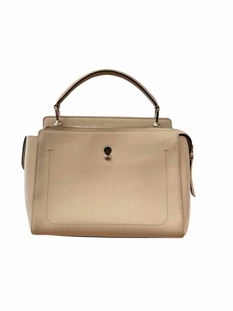 Fendi beige/silver hardware Dotcom Leather Satchel Purse