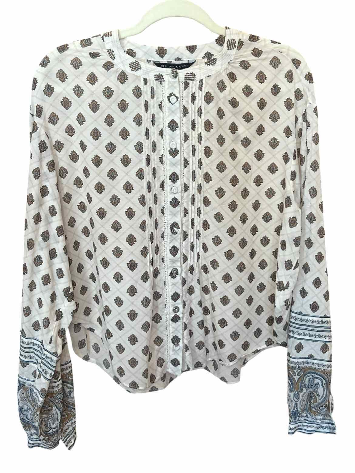 Veronica Beard Size M wh/brn/blue Blouse