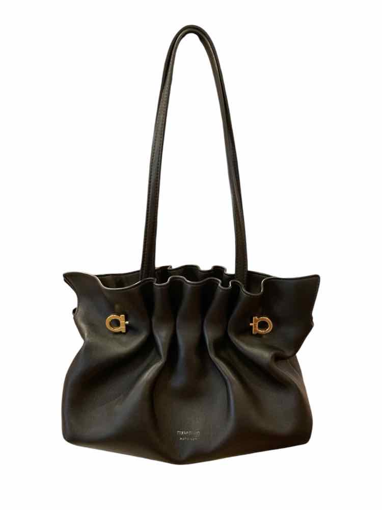 Ferragamo Size Small black/gold hardware Purse
