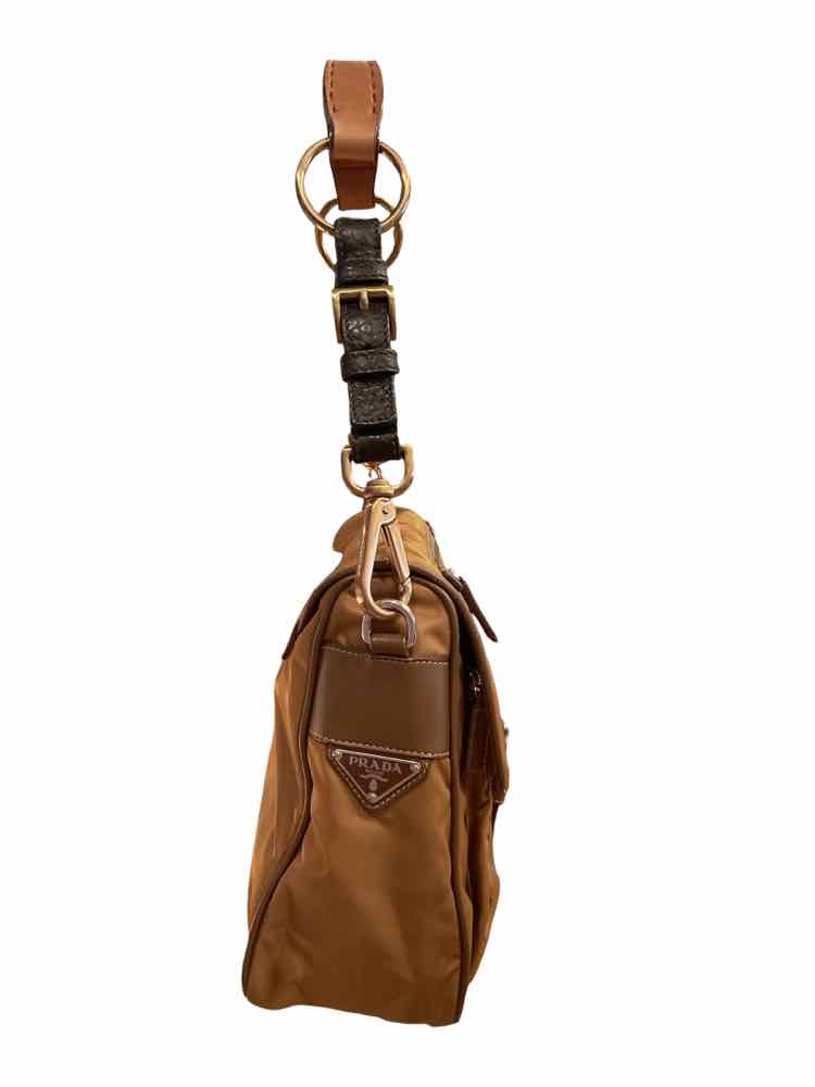 Prada Size Small Camel/Brown Tessuto Nylon Shoulder Bag Purse