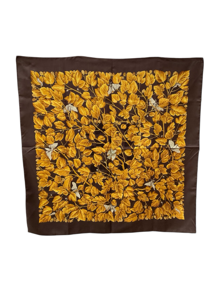 Hermes Size 90 Brown/gold Scarf